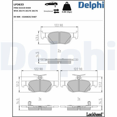 Delphi LP3633 Brake Pad Front (Mazda 3 2019 / Cx30 2020 / Mx30 2020 /) — Brake Pads