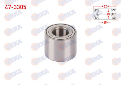 Veka 47-3305 Rear Wheel Bearing Left-Right with Brake Drum Brake 30X62x48 Clio III 05-12 / Clio IV 13-/ Talisman 15-22 / Captur 13-/ 207 06-12 / 208 12-/ 307 04-07 / C3 II 09-16 / C4 04-09 / Ds3 09
