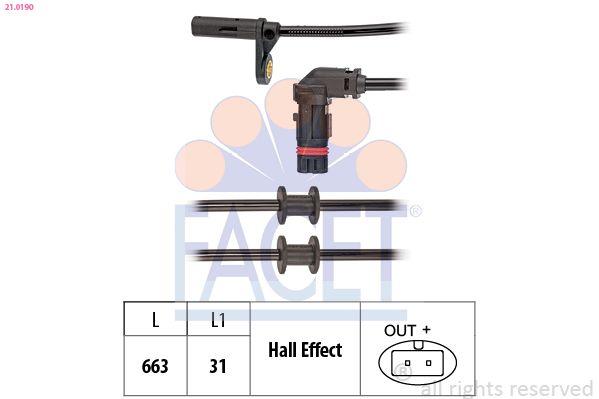 Facet 210190 Front ABS Sensor Mercedes W203 S203 C203 C209 A209 R171 02-10 — Brake Sensors & ABS