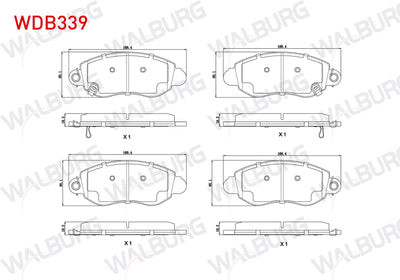 WALBURG WDB339 Brake Pad Front with Wear Indicator Ford Transit (V184) Rear Wheel Drive 2.0 DI-2.3 16V-2.4 DI-2. — Brake Pads