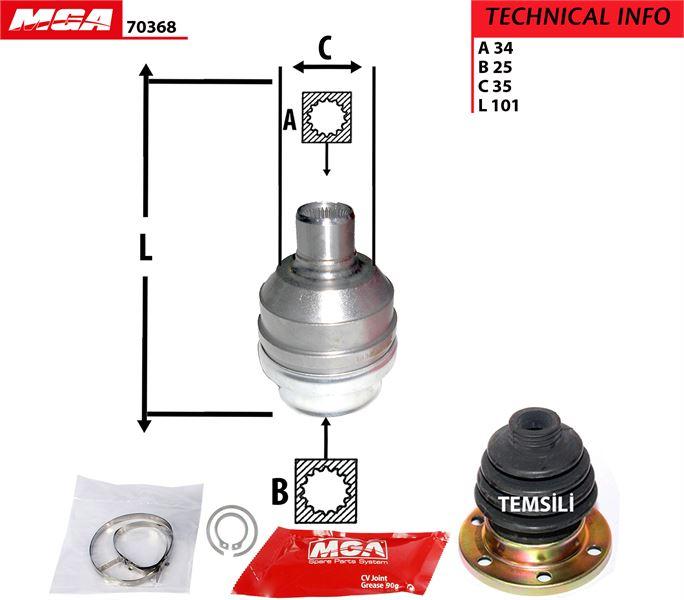 MGA 70368 CV Joint Inner Right (Opel: Vectra A 95- 2.0) 34×25×35 — Axles, CV Joints & Boots
