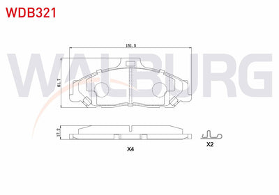 WALBURG WDB321 Brake Pad Front Ford Ranger 2.5 TDCi 4X4 1999-2002 / Ranger 2.2 TDCi 1999-2002 / Ranger 3.0 TDCi — Brake Pads
