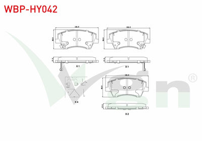 WGN WBP-HY042 Brake Pad Front with Wear Indicator Cable Drilled Thin with Bracket Hyundai Elantra 1.6 CRDi-1.6 D-Cvvt 2015