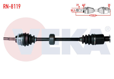 Veka RN-8119 Complete Axle Right Front Renault Clio II (Bb0 / 1 / 2 — Axles, CV Joints & Boots