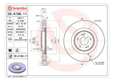 Brembo 09A19611 Brake Disc Front Mitsubishi Lancer Evo X 2.0L 4B11 Cz4a 08-15 Pieces Disc Price — Brake Rotors & Drums