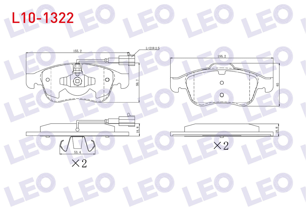LEO L10-1322 Brake Pad Front Pair with Connector Alfa Romeo Giulietta (940) 1.4 Tb 2010-/ Giulietta (940) 1.6 JT — Brake Pads