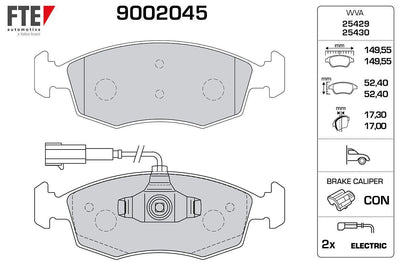 Fte 9002045 Front Brake Pad Punto Evo 500 1.2 / 1,3 / 1.4 09 — Brake Pads