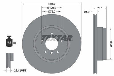 Textar 92161205 Brake Disc Rear X5 E70 X5 F15 X6 E72 X6 F16 Set of 2 — Brake Rotors & Drums