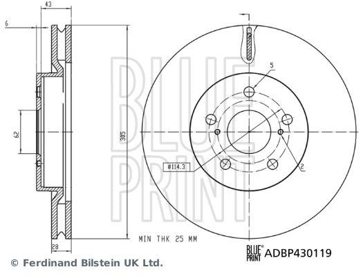 Blue Print ADBP430119 Toyota Corolla Cross 22-Front Brake Disc 43512-33150 — Brake Rotors & Drums
