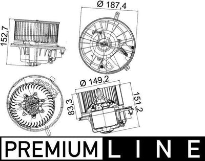 Mahle AB149000P Heater Motor (Volkswagen: Golf V VI Jetta III IV Passat) O.E — Heater & Blower