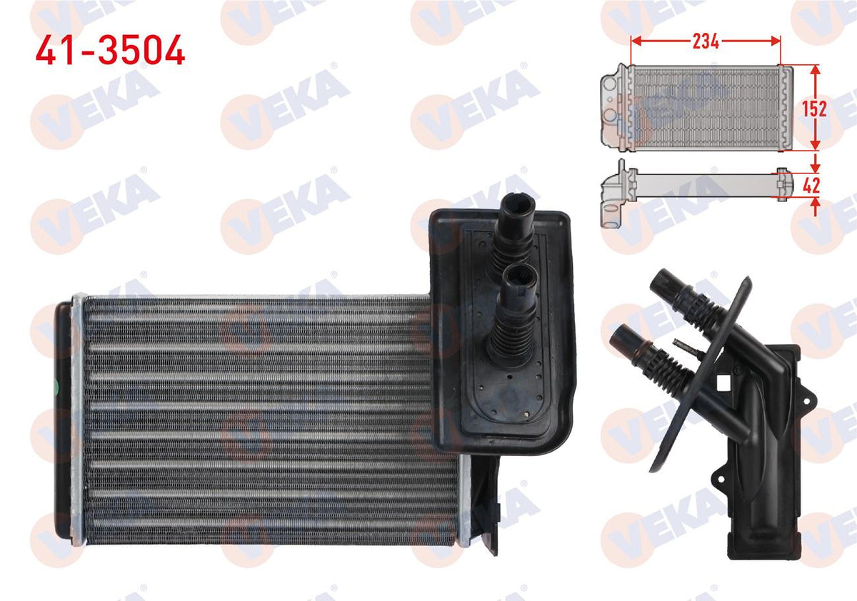 Veka 41-3504 Heater Core Mechanical Renault Kangoo (Kc0 / 1) 1.5 dCi 1998-2008