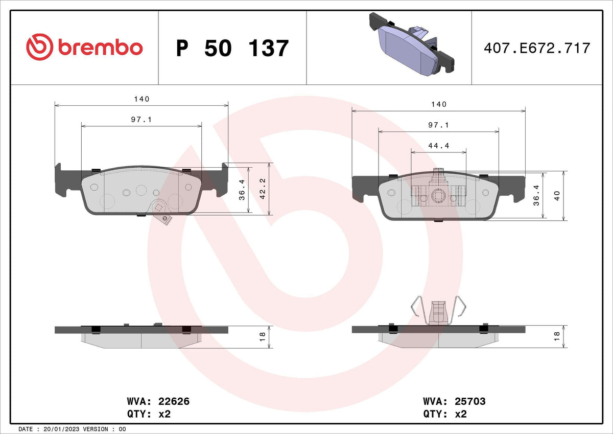 Brembo P50137 Brake Pad Front Low-Met Smart — Brake Pads