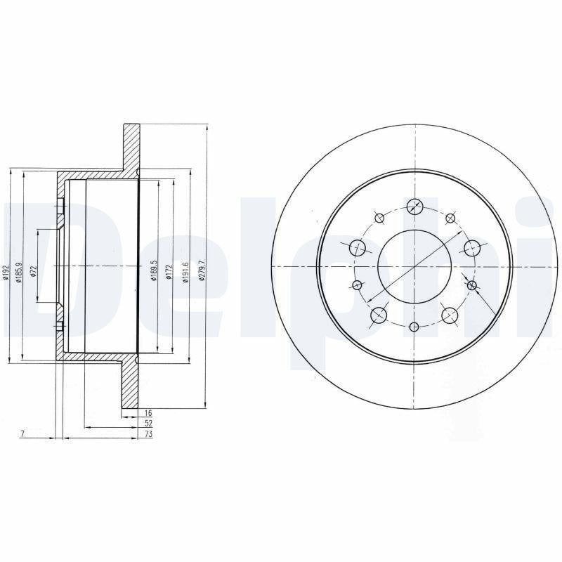 Delphi BG4061 Rear Brake Disc for Fiat Boxer Jumper Ducato - Compatible with All Models — Brake Rotors & Drums