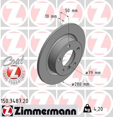 Zimmermann 150.3487.20 Brake Disc Rear Standart Mini R60 280mm — Brake Rotors & Drums