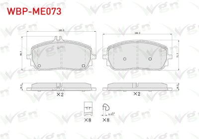 WGN WBP-ME073 Brake Pad Front with Wear Indicator Mercedes A Series (W177) 2018-/ CLA (C118) 2019 — Brake Pads