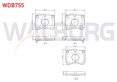 WALBURG WDB755 Brake Pad Front with Wear Indicator Ford Fiesta III 1.3 1989-1995 — Brake Pads