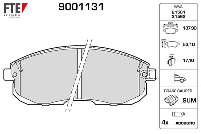 Fte 9001131 Disc Brake Pad (Front) Nissan Juke (10 -), Maxima Qx (94-99) and 2 more models — Brake Pads