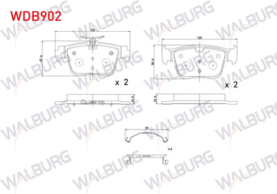 WALBURG WDB902 Brake Pad Rear 300mm Disc VW Golf VIII-Caddy V 2020-/ Skoda Octavia IV (Nx3) 2020-/ Seat Leon (Kl1) 2019-/ Audi A3 Sportback (8Ya) 2019-/ Cupra Formentor 1.5 TSI 2020 - 1