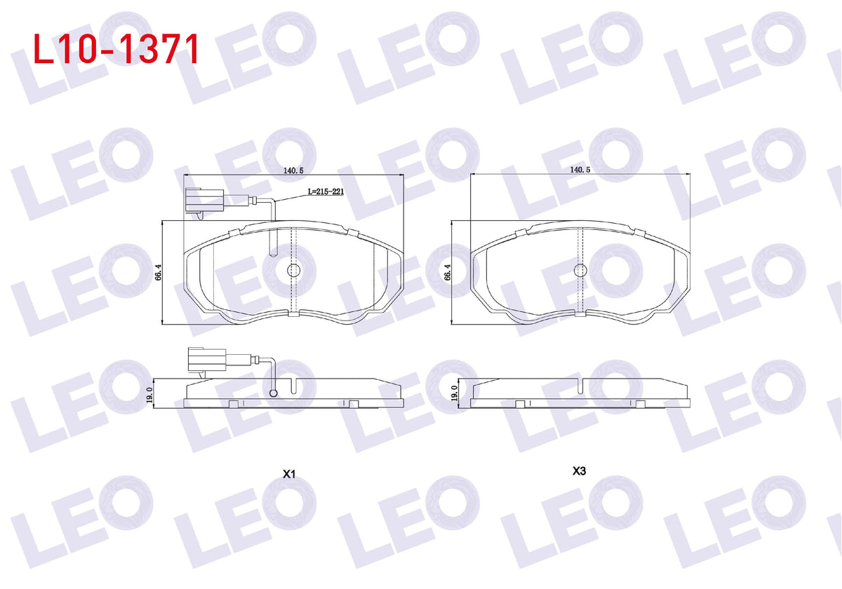 LEO L10-1371 Brake Pad Front with Connector Fiat Ducato 2.8 TDI 2002-2006 / Ducato 2.3 JTD 2002-2006 / Ducato 2. — Brake Pads