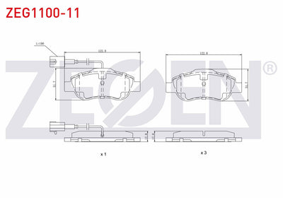 Zegen ZEG1100-11 Brake Pad Front with Connector Fiat Fiorino 1.3 Mjt 2007-/ Linea 1.3 Mjt 2007-/ Linea 1.4 2007 — Brake Pads