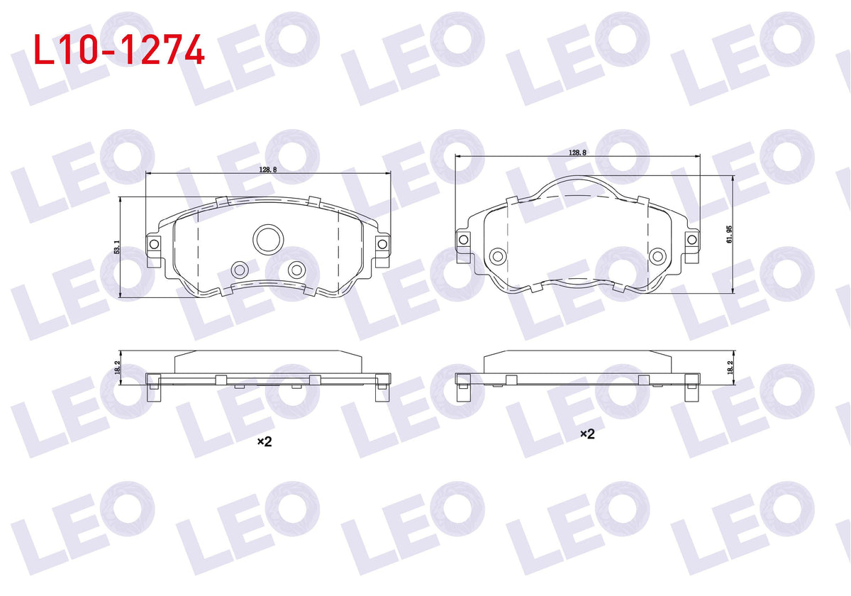 LEO L10-1274 Brake Pad with Wear Indicator Front Citroen C4 (B7) 1.4 18.50mm 2009 — Brake Pads