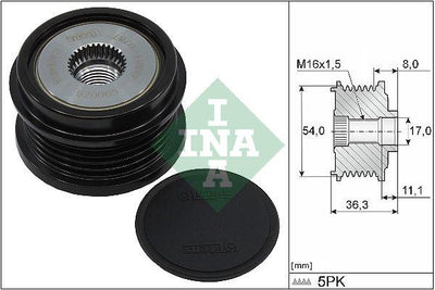 INA 535033310 Alternator Pulley 16 > Astra.K-Insignia.B 1.4 1.5 *B14xft-D14xft-B15sfl-D15sfl* — Starting & Charging