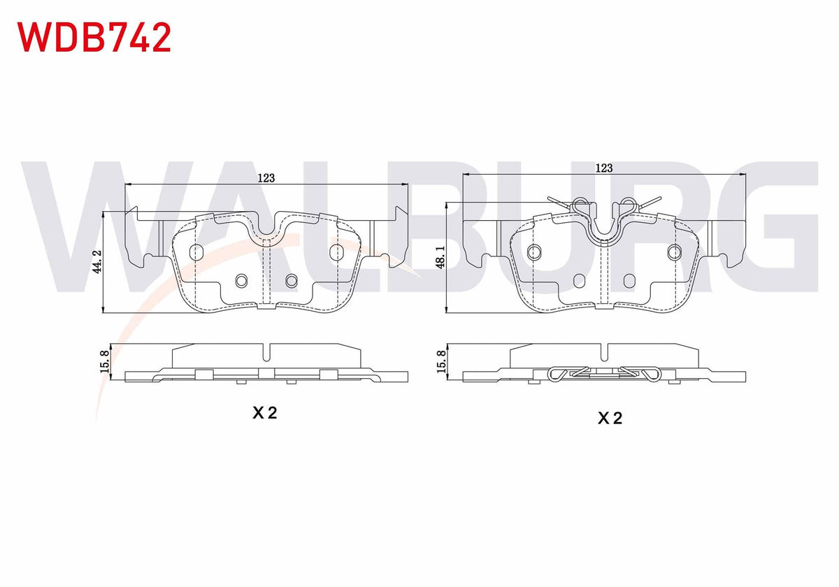 WALBURG WDB742 Brake Pad Rear BMW 2 Series (F45) 218 i 2014 — Brake Pads