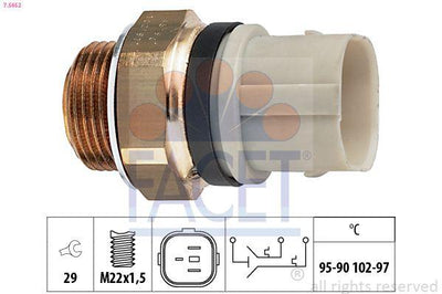 Facet 7.5652 Fan Switch A3 1.6 / 1.8 / 1,9Dti 96 03 Arosa Cordoba Ibiza Leon Fabia Octavia 1,0 / 1.4 / 1,7 (95 102C)