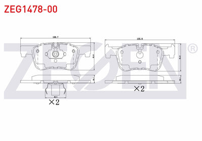 Zegen ZEG1478-00 Brake Pad Front BMW 1 Series (F20,F21) 116 i 2010-/ 118 i 2010-/ 116 D 2010-/ 118 D 2010-/ 120 — Brake Pads