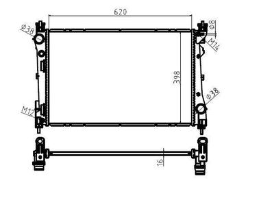 MGA 80407 Water Radiator Brazing-(Fiat: Doblo 1.3 JTD 1.6 JTD 1.9 Mjtd) 620×398×16 — Radiators & Fans