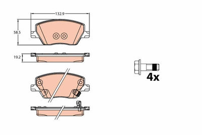 TRW GDB2151 Brake Pad Front Fiat Egea 1.3 /1.4 /1.6D Multijet 15-20 133 mm — Brake Pads