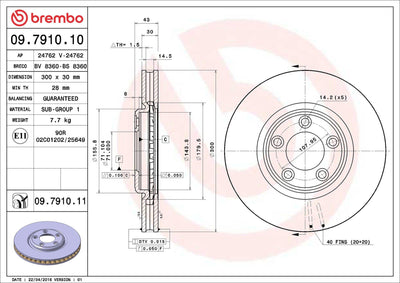 Brembo 09.7910.11 Brake Disc Front UV Coated Jaguar — Brake Rotors & Drums