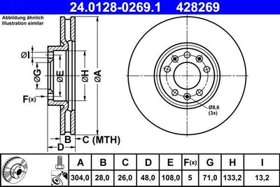 ATE 24.0128-0269.1 Brake Disc | Set of 2