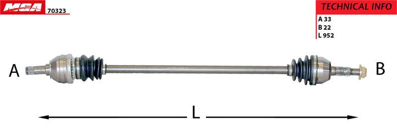 MGA 70323 Axle Complete Right-(Opel: Astra H 04 > > 1.4-1.6) (Eskı No: 14-02200105) — Axles, CV Joints & Boots