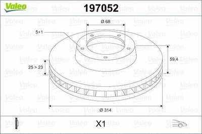 VALEO 197052 Front Brake Disc - Aerated Design for Audi A6 2.0 TDI/TFSI — Brake Rotors & Drums