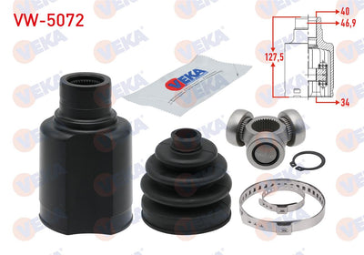 Veka VW-5072 CV Joint Left-Right Front Inner Volkswagen Tiguan (5N_) 2.0 TDI 6 Gear A-T 4 Motion 4 — Axles, CV Joints & Boots