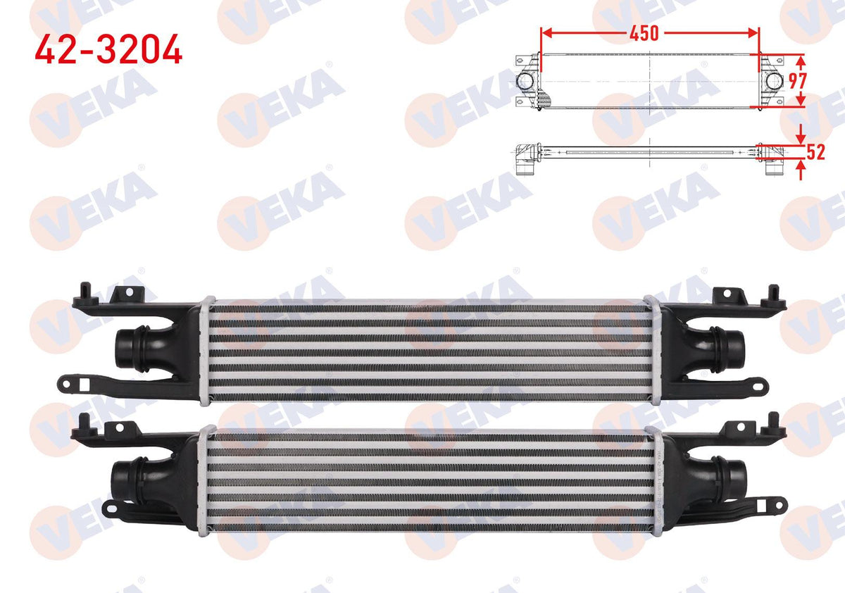 Veka 42-3204 Turbo Radiator (Intercooler) Opel Corsa D 1.3 CDTi 75 Hp 2006-2014 — Radiators & Fans