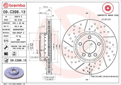 Brembo 09C39813 Brake Disc Front BMW F20 F21 F22 F23 F30 F31 F34 F32 F33 F36 M Performance — Brake Rotors & Drums