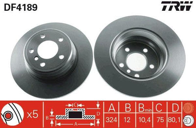 TRW DF4189 Brake Disc Rear BMW X5 E53 00-06 — Brake Rotors & Drums