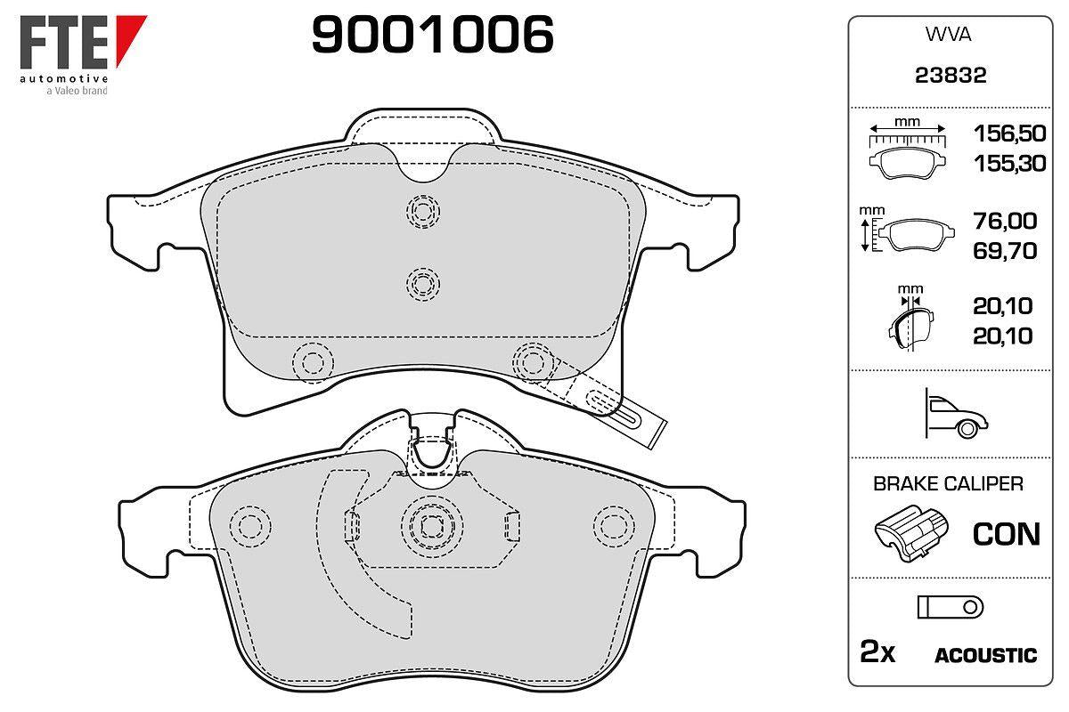Fte 9001006 Front Brake Pad Astra H-Meriva A-Meriva B-Zafira B-Corsa C-Combo C Y17dt Z17dth — Brake Pads