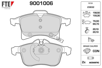 Fte 9001006 Front Brake Pad Astra H-Meriva A-Meriva B-Zafira B-Corsa C-Combo C Y17dt Z17dth — Brake Pads