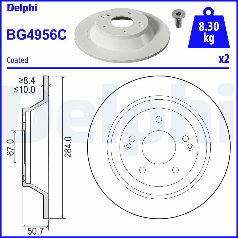 Delphi BG4956C Brake Disc (Twin Pack)-Painted, Deliksiz