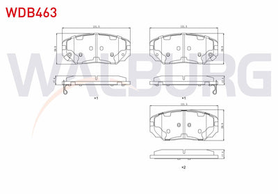 WALBURG WDB463 Brake Pad Front with Wear Indicator Hyundai Sonata V 3.3i V6 2005-2010 / Hyundai Grandeur 3.3i 20 — Brake Pads