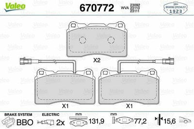 VALEO 670772 Front Brake Pads - Giulietta