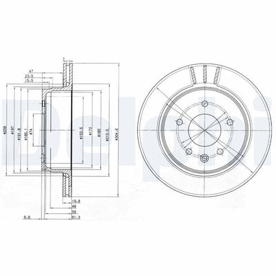 Delphi BG3542 Brake Disc Rear Air-(Jaguar: Xj-Xk 90-14) — Brake Rotors & Drums