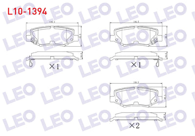 LEO L10-1394 Brake Pad Rear with Wear Indicator Fiat Freemont (Jf) 2.0 Mjt 170 Hp 2011-/ Jeep Wrangler III (Jk) — Brake Pads