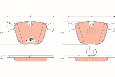 TRW GDB1502 Brake Pad Rear (BMW E-60 / 61 / 63 / 64 / 70 / 90 / 70 / Rear Large) — Brake Pads