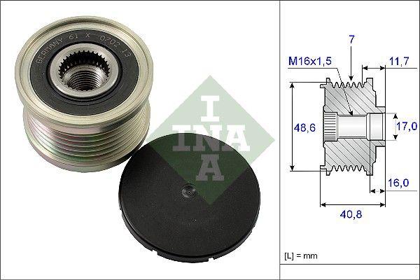INA 535008010 Alternator Pulley 05-Megane.II.III-Laguna.II.III-Trf-Vvr-Qash 1.9 dCi-2.0Dci — Starting & Charging