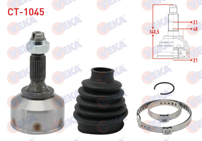 Veka CT-1045 CV Joint Left-Right Front Outer Citroen C2 (Jm) 1.1i 21X21x48 Length 140 — Axles, CV Joints & Boots