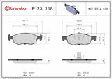 BREMBO P23118 Brake Pads - Front for Fiat Doblo 1.9Jtd